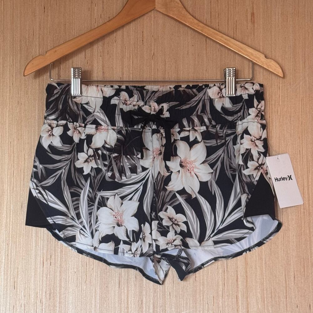 Hurley 3" Shorts Black Floral Swim Exercise Run Size XS